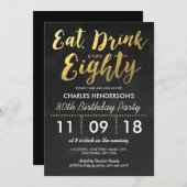 Gold Foil Chalkboard Eighty Birthday Party | 80TH Invitation (Front/Back)