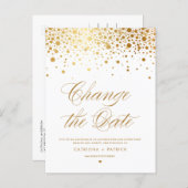 Gold Foil Change the Date Wedding Postponement Announcement Postcard (Front/Back)