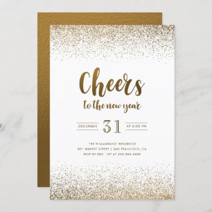 Gold Foil Cheers To The New Year Holiday Party Invitation