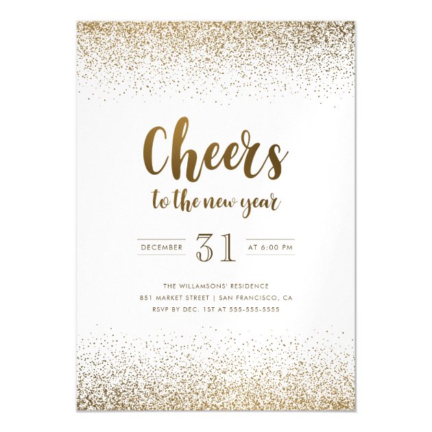Gold Foil Cheers To The New Year Holiday Party Magnetic Invitation