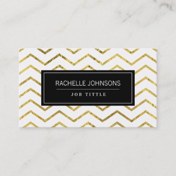 Gold Foil Chevron Business Card by byDania at Zazzle