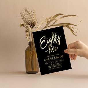 Gold Foil   Chic Eighty - five 85th Birthday Party Invitation