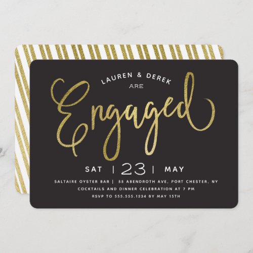 Gold Foil Chic Lettering Engagement Party Invitation