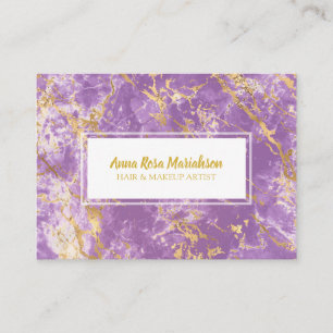 *~* Gold Foil Chic Purple Marble Popular Glam Luxe Business Card