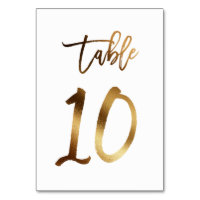 Gold foil chic wedding table number | Table 10