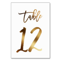 Gold foil chic wedding table number | Table 12