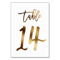 Gold foil chic wedding table number | Table 14