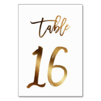 Gold foil chic wedding table number | Table 16