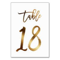 Gold foil chic wedding table number | Table 18