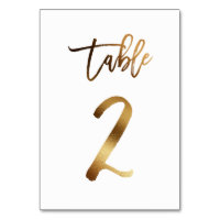 Gold foil chic wedding table number | Table 2