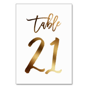 Gold foil chic wedding table number Table 21