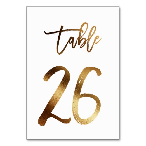 Gold foil chic wedding table number  Table 26