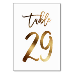 Gold foil chic wedding table number | Table 29 | Zazzle