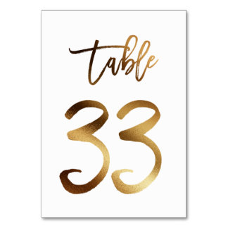 Gold foil chic wedding table number | Table 33