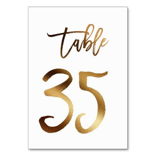 Gold foil chic wedding table number  Table 35