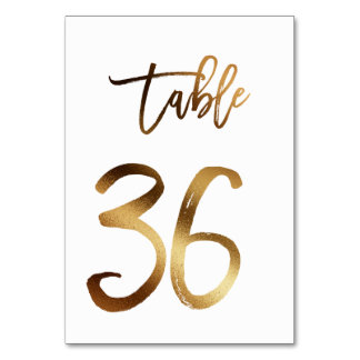 Gold foil chic wedding table number | Table 36