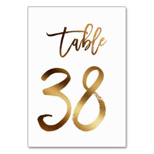 Gold foil chic wedding table number Table 38