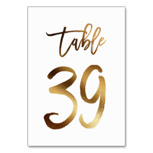 Gold foil chic wedding table number Table 39