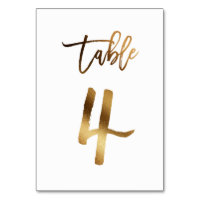 Gold foil chic wedding table number | Table 4