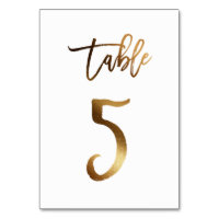 Gold foil chic wedding table number | Table 5