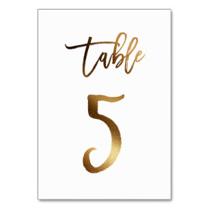 Gold foil chic wedding table number   Table 5