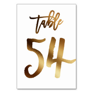 Gold foil chic wedding table number Table 54