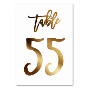 Gold foil chic wedding table number Table 55
