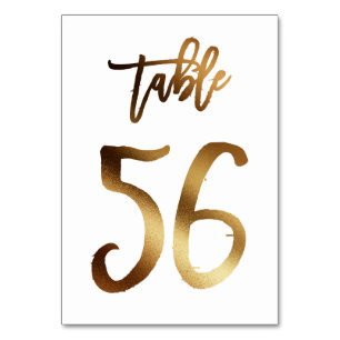 Gold foil chic wedding table number   Table 56