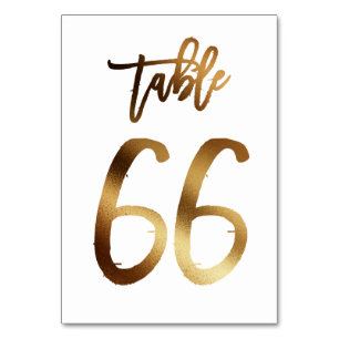 Gold foil chic wedding table number Table 66