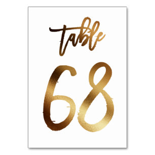 Gold foil chic wedding table number Table 68