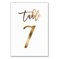 Gold foil chic wedding table number | Table 7