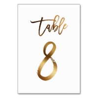 Gold foil chic wedding table number | Table 8