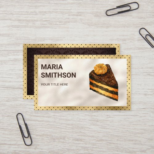 Gold Foil Chocolate Cake Slice Pastry Bakery Business Card