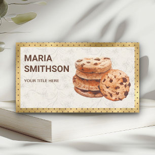 Gold Foil Chocolate Chip Cookies Bakery Business Card