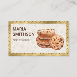 Gold Foil Chocolate Chip Cookies Bakery Business Card
