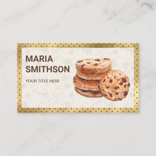 Gold Foil Chocolate Chip Cookies Bakery Business Card