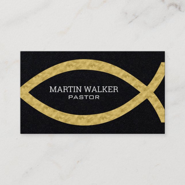 Gold Foil Christian Fish Religious Business Card (Front)
