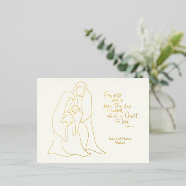 Nativity Posts Gold Foil Christmas Nativity Post Card | Zazzle