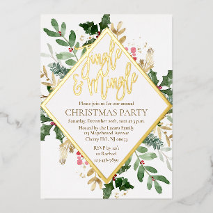 Gold Foil Christmas Party Invitation