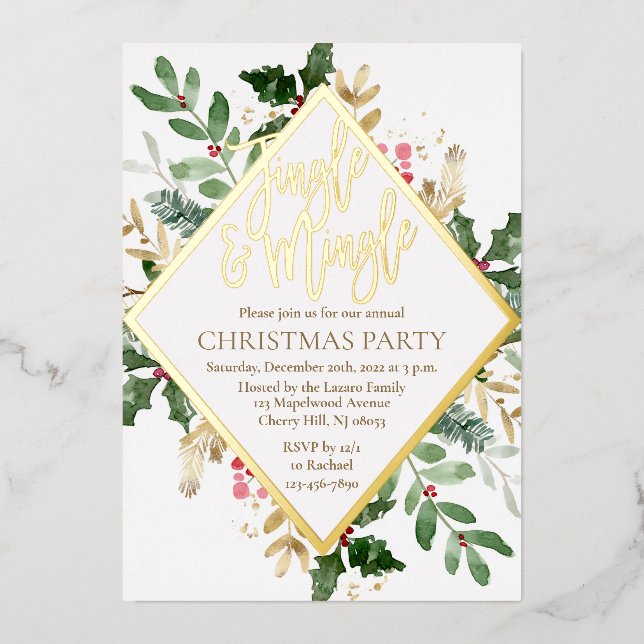 Gold Foil Christmas Party Invitation Foil Invitation (Front)