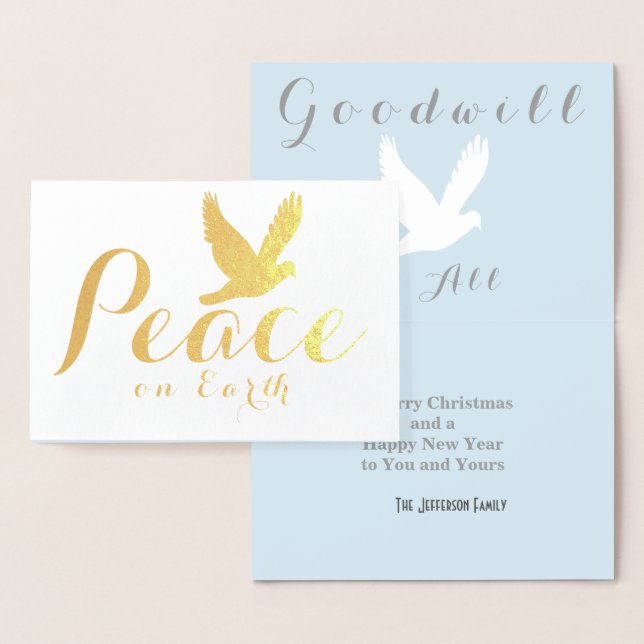 Gold Foil Christmas Peace Dove Card (Display)
