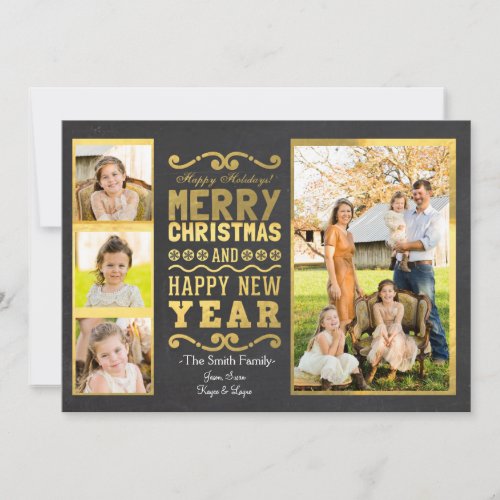 Gold Foil Christmas Photo Card