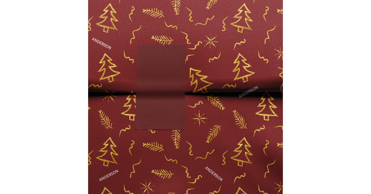 Gold Foil Christmas Tree Pattern Red Holiday Party Tissue Paper | Zazzle