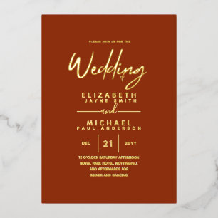GOLD FOIL Cinnamon Roll Modern All-in-1 Wedding Invitation