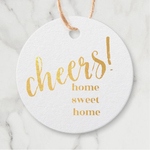 Gold Foil Circle _ Cheers Home Sweet Home Foil Favor Tags