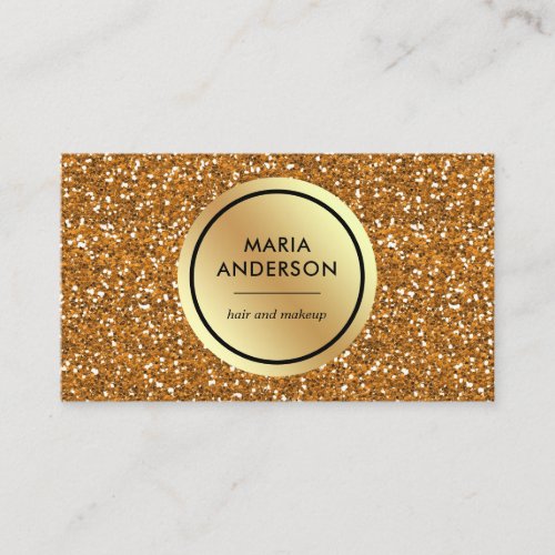 Gold Foil Circle Gold Sequin Glitter Makeup Artist Business Card