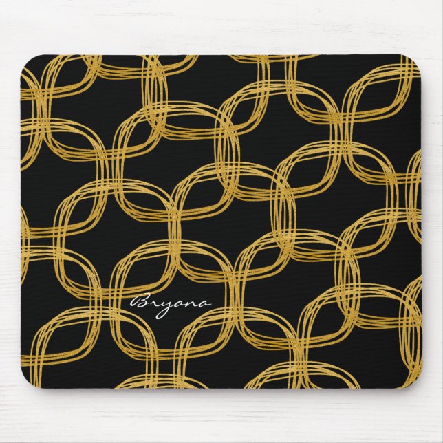 Gold Foil Circle Modern Glam Mouse Pad (Front)