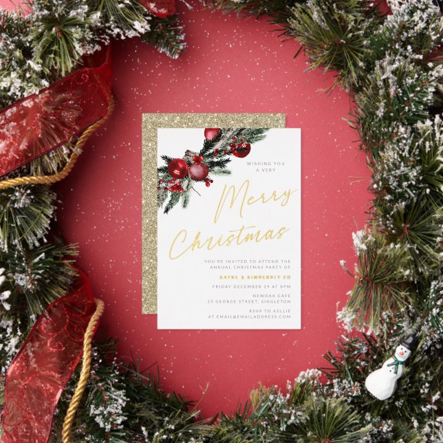 Gold Foil Classic Christmas Party Invitation (Insitu)