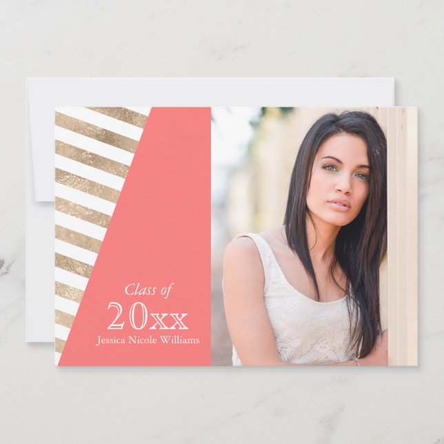 Gold Foil Color Block Graduation Invitations (Front)