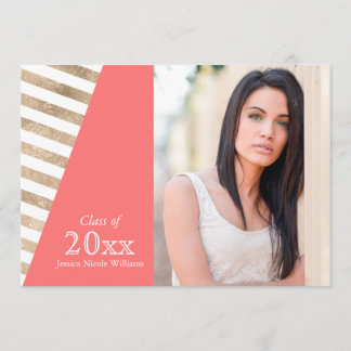 Gold Foil Color Block Graduation Invitations